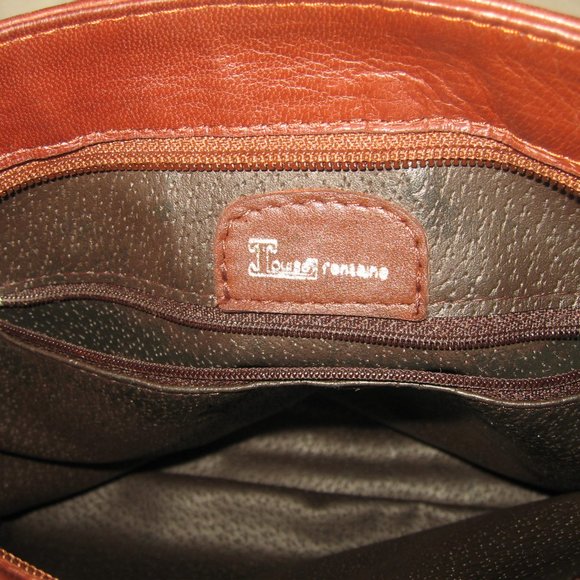 ❤️LOUISE FONTAINE CHOCOLATE BROWN QUILTED LEATHER 4 COMPARTMENT CHAIN BAG PURSE - Picture 8 of 9